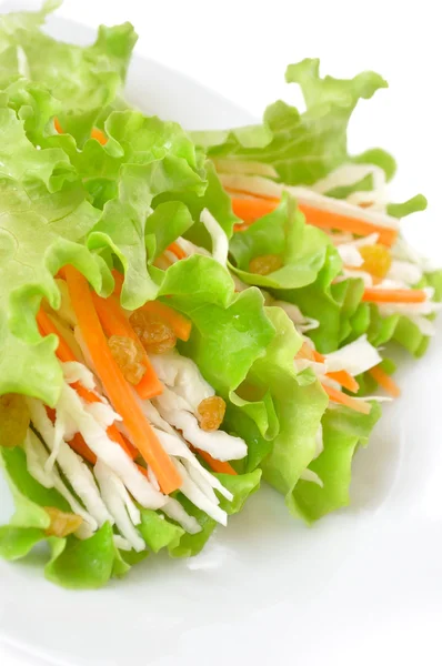 Ensalada con repollo, zanahorias y pasas —  Fotos de Stock