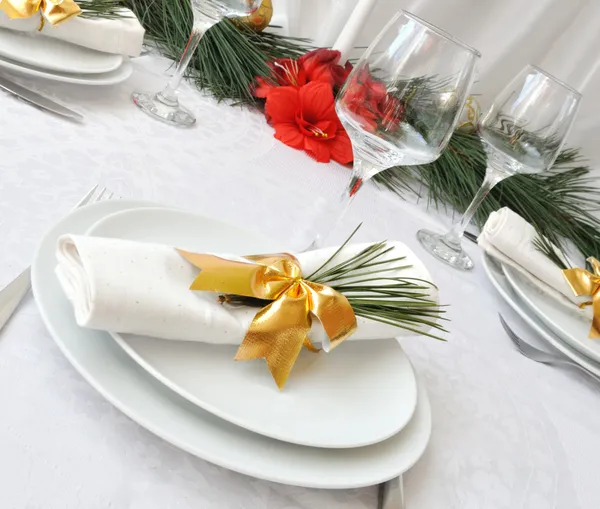 New Year or Christmas table close-up — Stock Photo, Image