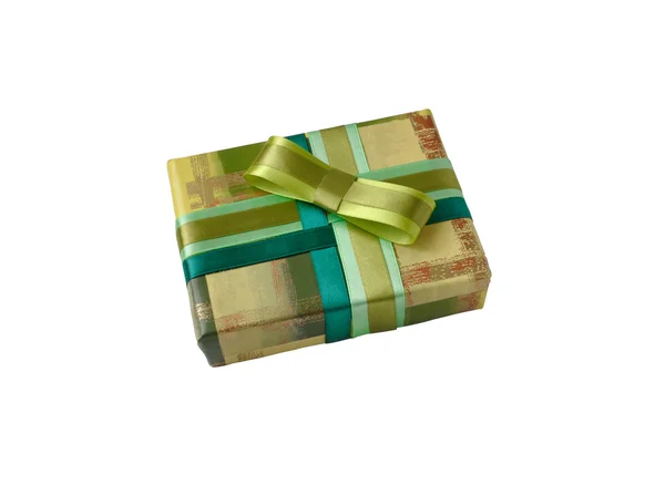 Коробка подарков с луком — стоковое фото