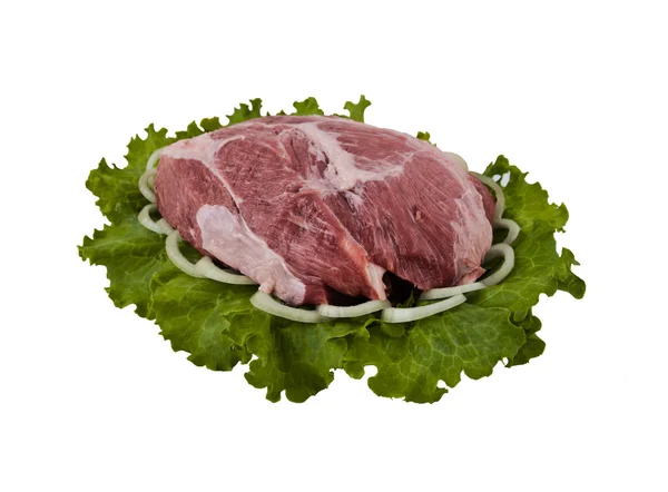 新鮮な豚肉のレタスの部分の葉タマネギ — ストック写真
