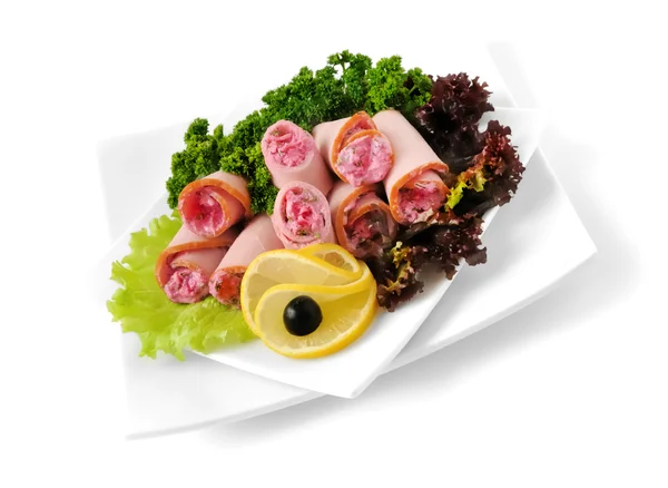 Ham roll met mierikswortel — Stockfoto