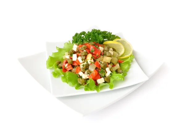 Salada com pimentas e alcaparras — Fotografia de Stock