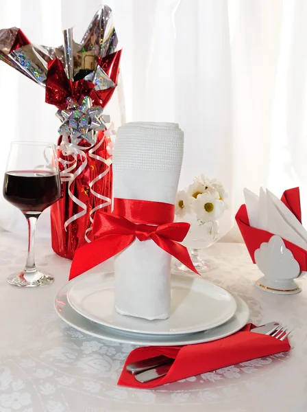Cadre Table Pour Une Serviette Vacances Fleurs Vin — Photo
