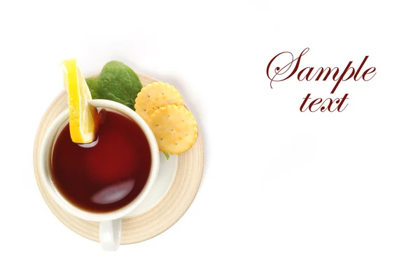 Taza de té con pastelería — Foto de Stock