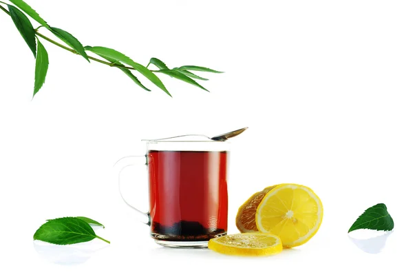 Tasse Tee und Zitrone — Stockfoto