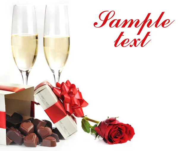 Champanhe e chocolate — Fotografia de Stock