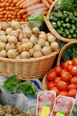 Many different ecological vegetables at market clipart