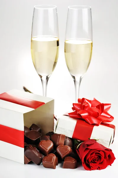 Šampaňské a čokoláda — Stock fotografie
