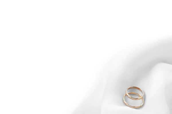 White Transparent Fabric Wedding Rings Close — Stock Photo, Image