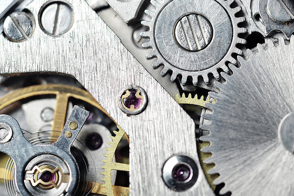 Watch mechanism very close up