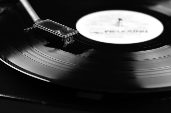 Vinyl Record Spinnen Draaitafel Close — Stockfoto