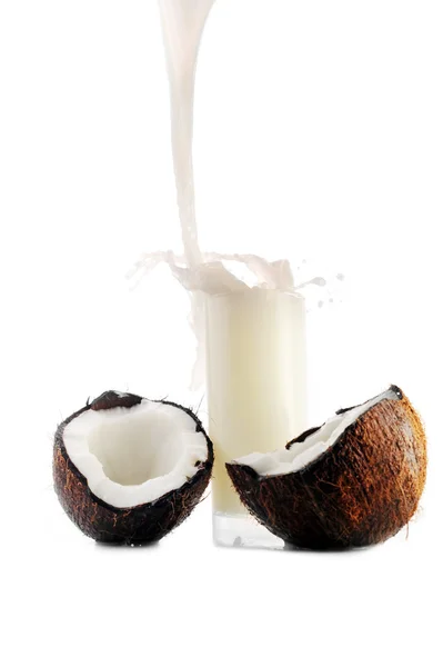 Kokosový Šťávu Nalít Sklenice — Stock fotografie