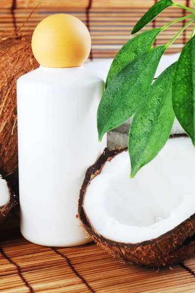 Kokosnoot en massage olie — Stockfoto