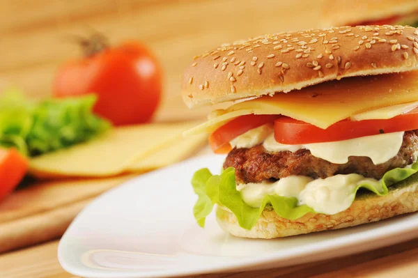 Hamburger with cutlet Royalty Free Stock Images