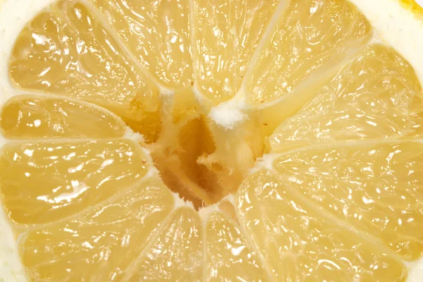 Center Part Ripe Lemon Section Isolation White Closeup — Stock Photo, Image