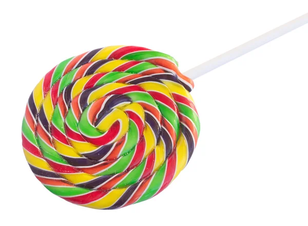 Color spiral candy sweet on stick isolated over white Royalty Free Stock Photos