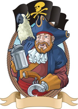 Pirate with a parrot clipart