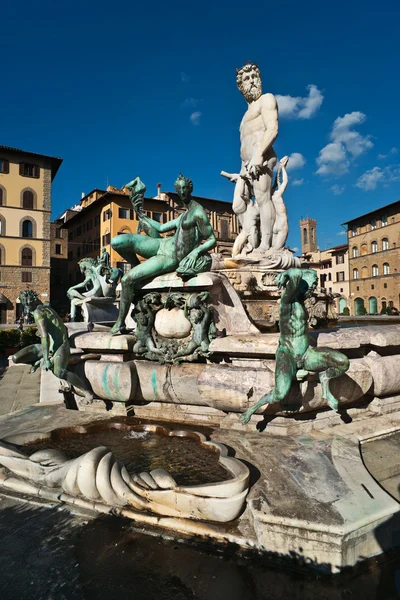 Fonte de Neptuno, Piazza della Signoria, Florença, Toscana, Itália — Fotografia de Stock