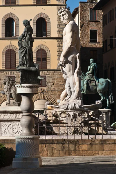 Fontän av Neptunus, piazza della signoria, Florens, Toscana, Italien — Stockfoto