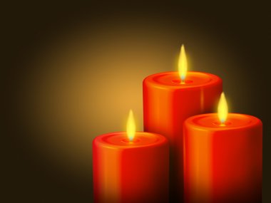 3 Red candles clipart