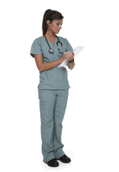 Trabalhador de saúde bonita em branco — Fotografia de Stock