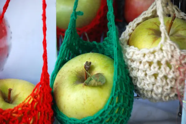 stock image Apples in a mash bags