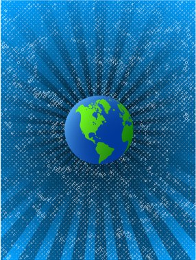 Blue grean planet on space background clipart