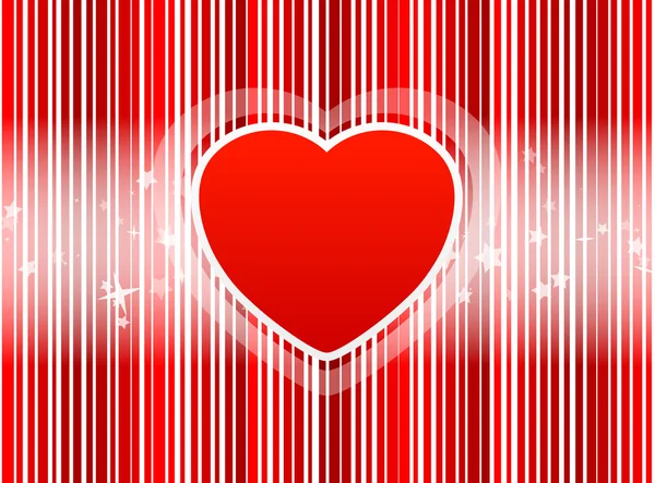 Corazón rojo con fondo de rayas — Vector de stock