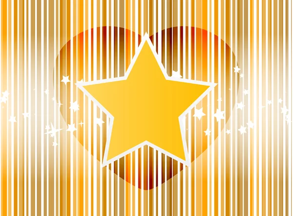Corazón de estrella con rayas fondo dorado — Vector de stock