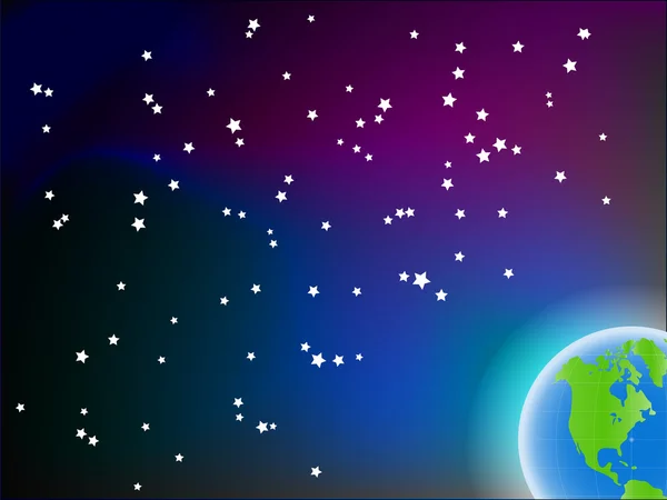 Planeta verde azul sobre fondo espacial — Vector de stock