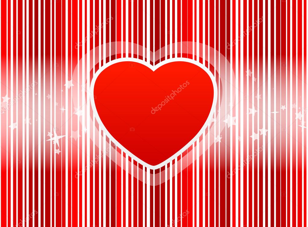 Red Heart with stripes background