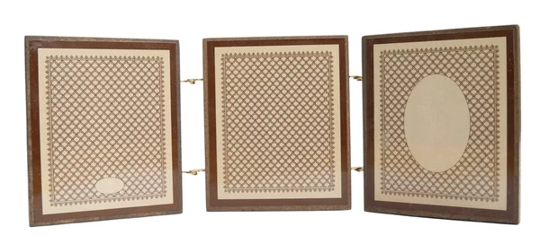 Drie geïsoleerde oude houten platen — Stockfoto