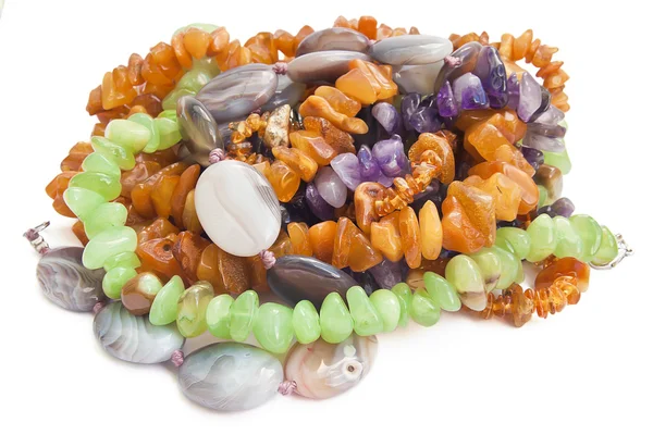 Necklaces from amber, agate and disgraces — Stock Photo, Image
