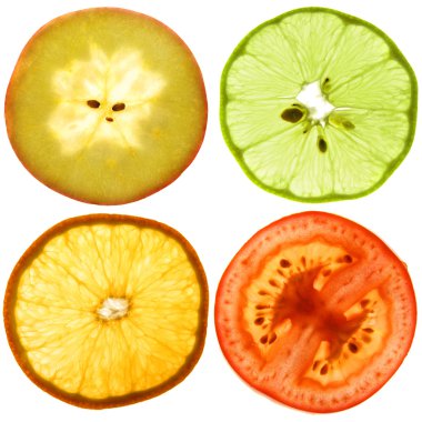 Translucent slices of an fruits clipart