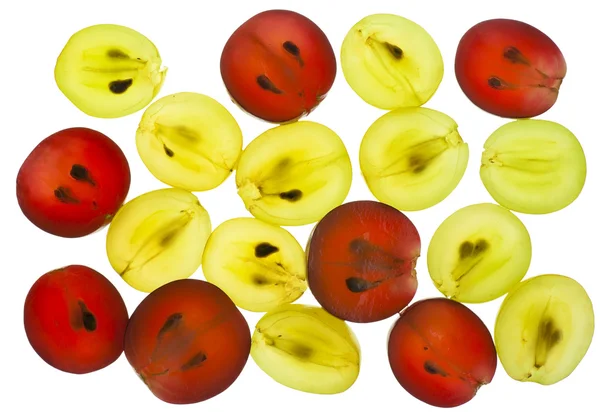 Fette trasparenti di uva gialla rossa — Foto Stock