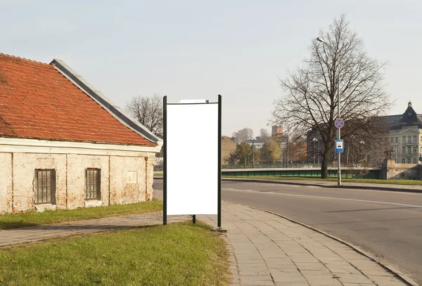 Blank billboard on the old cities street — Stock Photo, Image