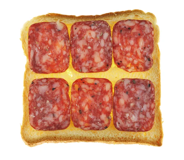 Broodjes met salami geïsoleerd — Stockfoto