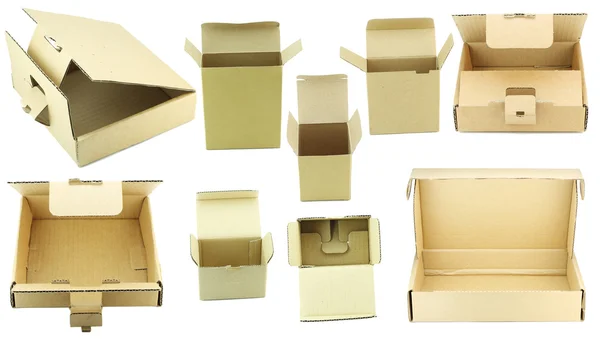 Ipari megnyitott karton dobozok halmaza — Stock Fotó