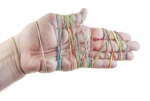 Handfläche wird durch Bänder verwundet - Blutdruckkonzept — Stockfoto