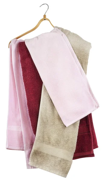 Terry towels hang on a hanger — Stock Photo, Image
