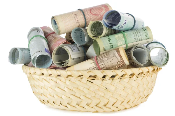 Basket with money — Stock Photo, Image