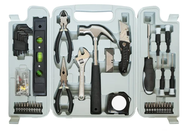 Mega Tools Set Box Home Master Mass Production Isolated White — Stock Photo, Image