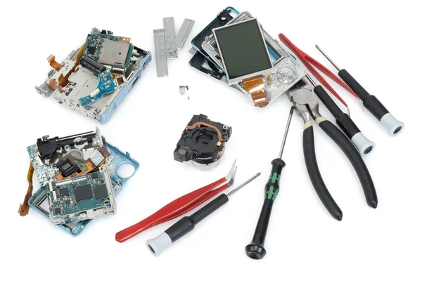 Werkplek voor het repareren van digitale camera — Stockfoto
