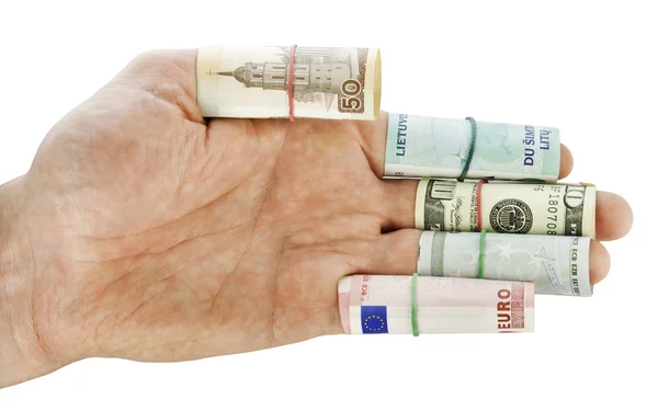 Hand of the simple worker. Movement towards money — Stock Photo, Image