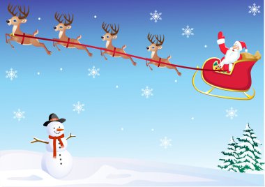 Illustration of Santa sleigh clipart