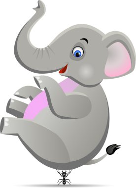 A tinny ant lifting big elephant clipart