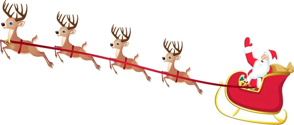 Santa and his deer sleigh isolated — Stock Photo, Image
