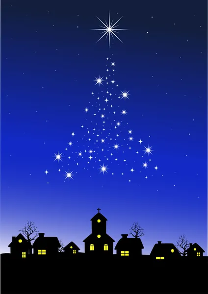 Illusztráció Karácsonyi Csillagos Éjszaka — Stock Fotó