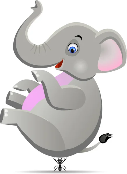 大きな象を持ち上げる安っぽいアリ — ストック写真