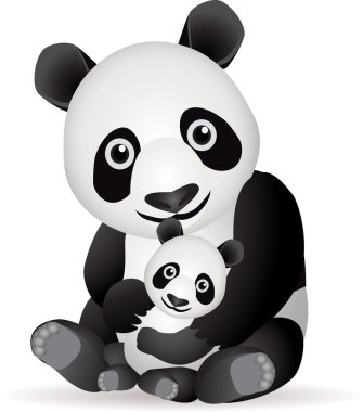 Cute panda and baby clipart